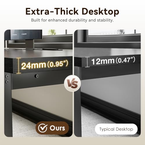 Image of Coleshome 79 Inch Long Computer Desk with Power Outlet, Thicker Desktop & Legs, Large Heavy Duty Office Desk for Home Office & Gaming, Black