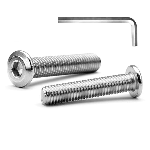 MINHER M5 x 40mm 20Pcs Flat Head Hex Socket Cap Screws Bolts, Furniture Bolts, 304 Stainless Steel 18-8, Full Thread (with Hex Spanner)