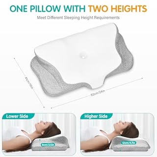 Ehomfory Cervicale Ergonomico Cuscino Memory Foam per Dormire, Cuscino Memory Foam per Supporto Cervicale con Federa Sfoderabile e Lavabile