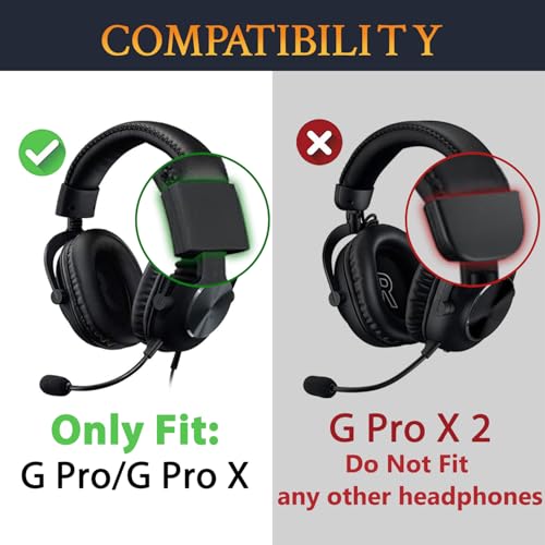 SOULWIT cubierta lateral para diadema para auriculares Logitech G PRO/G Prox, kit de reparación de tapas finales - Negro miniatura 2