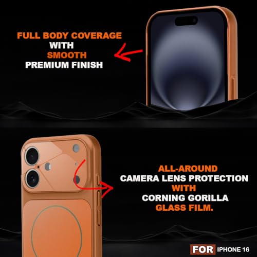 Image of SHINESTAR iPhone 16 Case - Premium Shockproof Protective Cover, Wireless Charging Compatible, Slim & Durable Luxury Back Cover with Camera Protection (Orange)