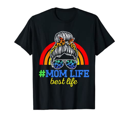 Moño desordenado mamá leopardo pelo desordenado mamás vida guepardo fresco Camiseta