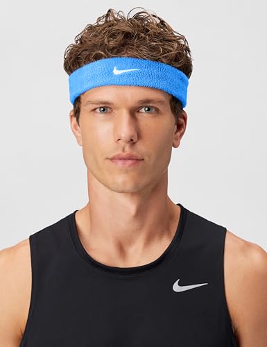 Image of NIKE Swoosh Classic Headband, Unisex - University Blue /White, ONE Size