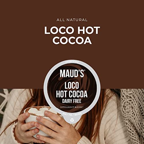 Maud's Dark Hot Chocolate (Loco Hot Cocoa), 18Ct. Solar Energy Produced Recyclable Single Serve Gluten Free Dairy Free Hot Cocoa Pods, 100% California Blended Hot Chocolate, Kcup Compatible #TOP4