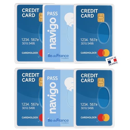 Photo de Idée pro mobilité®Lot de 6 Étuis Porte-Cartes Rigides Transparent s(Fabriqués en France) Protection pour Cartes Bancaires, de Transport, Navigo, Étudiant