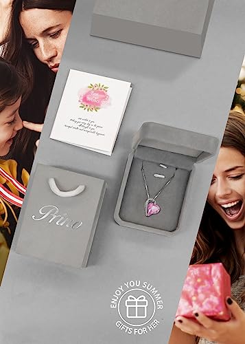 Prino Necklace For Women With Birthstone Crystals, Love Heart Pendant And Silver Plated Chain,Perfect Anniversary, Birthday,Or Valentine’s Day Jewelry Gifts For Women,Wife, Mom,Or Girlfriend #TOP4