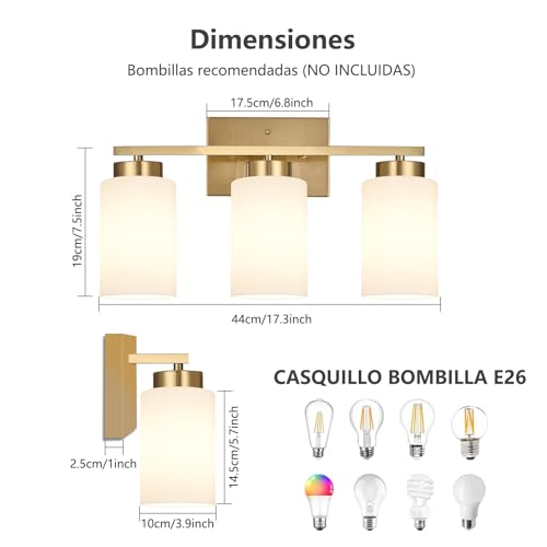 Recopilación de Lámparas para el espejo del cuarto de baño los 5 más buscados. 9 Imagen adicional