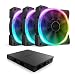 Produktbild NZXT AER RGB 2 - 120 mm - Erweiterte Beleuchtungsanpassungen - geschwungene Lüfterblattspitzen - Fluid-Dynamic Lager - LED-RGB-PWM-Lüfter für HUE 2 - Dreierpackung + HUE 2-Beleuchtungssteuerung