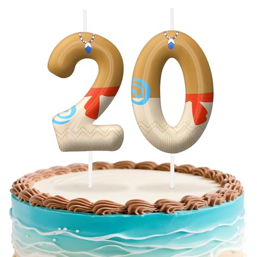 Image of Hawaii Number 20 Birthday Candles, Island Themed Cake Topper for Boys Girls Cake Decorations, Birthday Decorations Party Supplies, Number Candles for Party Decor