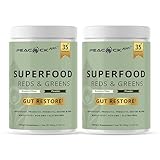 Superfood Reds & Greens Powder - 11.64 oz (Pack of 2), Prebiotics & Probiotics for Digestive Health, Super Greens Powder with Ashwagandha, Antioxidants, Vegan, Non-GMO