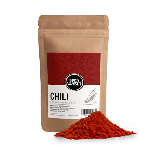 Spicy Welt Chili Gemahlen (1kg) – Fein Gemahlenes Chilipulver für Chili Con Carne, Currys & Eintöpfe & Marinaden | Angenehm Scharf, Wärmend & Aromatisch | 100% Naturrein, Ohne Zusätze