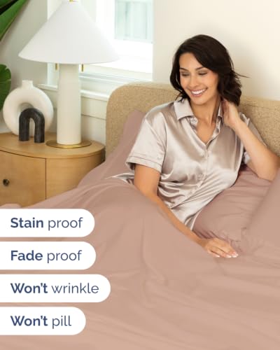 Image of CGK Unlimited Extra Deep Flex Top Split Head King Sheet Set - 6 Piece Breathable and Cooling Sheets - Hotel Luxury Bedding for Women, Men, Kids & Teens - Easy Secure Fit - Extra Deep Pockets - Mauve
