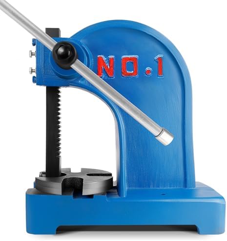 Manual Arbor Press, 2 Ton Capacity, 8.5” Height, 57 lbs, Cast Iron Desktop Press for Stamping and Bending