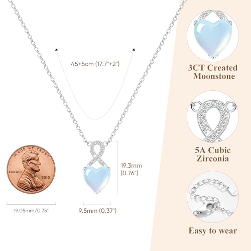 925 Sterling Silver Moonstone Necklace New Beginnings, Moonstone Jewelry June Birthstone Necklace for Women, Inspirational Graduation Gifts for Sister Daughter Best Friend Birthday Gifts Ideas — view 5