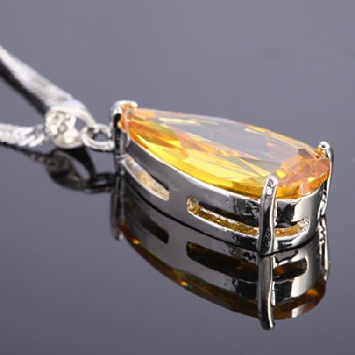 RIZILIA ICONIC Long Pear Cut Birthstone Necklace for Women - Multi Color Options - 18K White Gold Plated Solitaire CZ Pendant, 18"+2" Chain - Gift Boxed for Her, Mother Birthday - Image 4