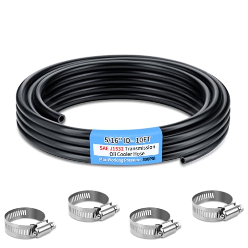 Boltigen 5/16 ID Transmission Oil Cooler Hose, 10FT Transmission Cooler Line for Power Steering, Hydraulic Systems, 300PSI Power Steering Hose, SAE J1532 (5/16''-10FT)