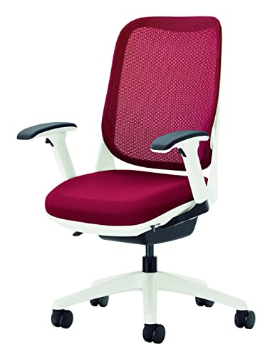 ライオン事務器 オフィスチェア フレキシブルアーム ライド チェリーレッド 79815