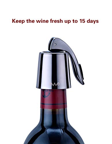 OWO Stainless Steel Wine Bottle Stopper, Reusable Wine Saver with Silicone Seal, Decorative Bottle Sealer, Keeps Fresh (Metal Black, 2 Pack) - Cosy Home Interiors OWO Stainless Steel Wine Bottle Stopper, Reusable Wine Saver with Silicone Seal, Decorative Bottle Sealer, Keeps Fresh (Metal Black, 2 Pack) - Image 3