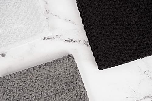 Dish Cloth Towels [12X12] Black And White Dobby Weave Kitchen Dish Towels, Soft And Real Absorbent 100% Cotton - Machine Washable - 12 Pack #TOP3