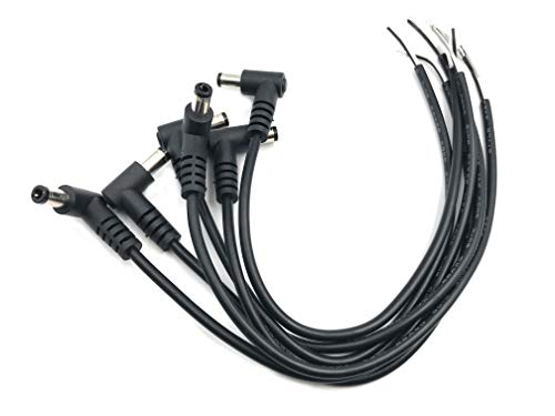 6 conectores macho de 5,5 mm x 2,5 mm de ángulo recto de 90 grados de alimentación DC macho a cable desnudo cable de extremo abierto para reparación de cable de alimentación CC CCTV