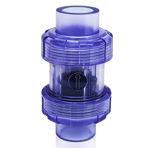FANOVO 3/4 inch Clear Spring PVC Check Valve, Double Union Slip Socket Full Port Schedule 80 One Way Silent Sump Pump Backflow Preventer Combination N