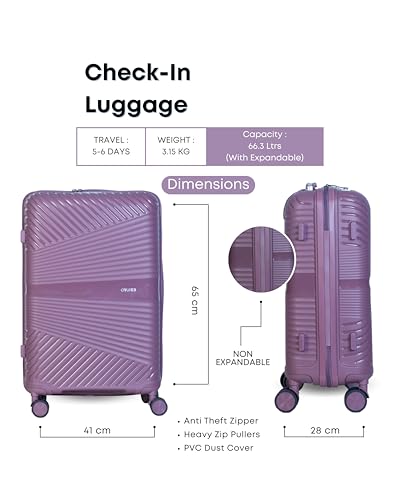 Image of CRUISE Pepper 24 Inch Travel Trolley Bags | Hard Shell Expandable Suitcases with 8 Spinner Wheels | Cabin and Check-in Lightweight Luggage Bag | TSA Lock | Adjustable Handle (Set of 1)