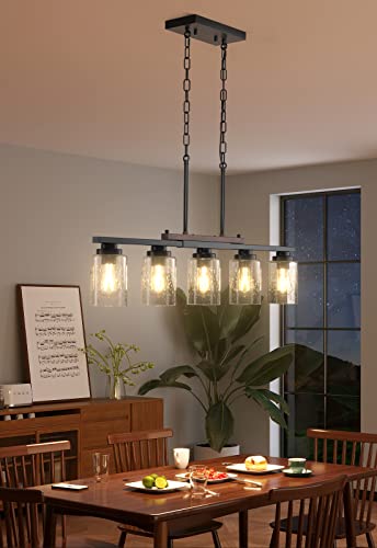 Amico A0501 5-Light Kitchen Island Lighting, Metal & Wood Chandeliers For Dining Room thumb #1