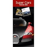 2026 Super Cars Slim Wall Calendar – Month-to-View Supercar & Sports Car Planner with UK Bank Holidays & Notes Section – 41x16cm Wiro Bound 12-Month Hanging Calendar for Petrolheads & Car Lovers