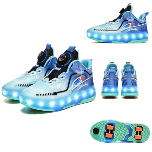 16 Modes Roller Skate Shoes with 4 Wheels and Braking Device, Sneakers for Kids Boys Girls Birthday Thanksgiving Christmas Day