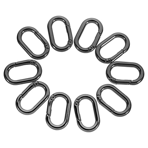 KONTONTY 10 Piezas Hebilla De Anillo De Resorte De Equipaje Enlace Etiqueta Manos Gancho Girar Clips Clave Mosquetones Cinturón Mosquetón Cadena De Llavero Cierre Estante Metal Black