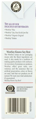 Westsoy Soy Milk Unsweetened Organic, Gluten Free, 32-ounces (Pack of 6) - Thumbnail 4