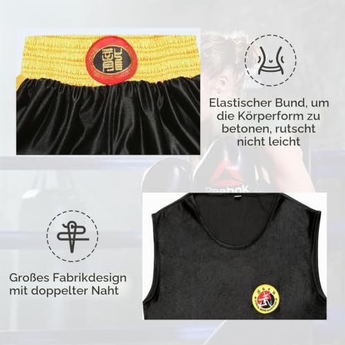 SDKZBFC Ärmelloses Kinder Kampfsport Uniform Set,Boxset für Erwachsene, Atmungsaktive Sparring Performance Trainingsanzüge Ideal für Training und Wettkämpfe Schwarz 140