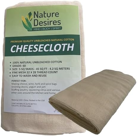 Amazon.com: Cheesecloth - Organic Unbleached Cotton Fabric - Grade 50 ...