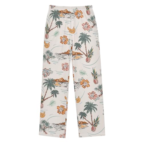 visesunny Boys' Pants Summer Palm Tree Jogger Pants Elastic Waist Long Bottoms Trousers with Pockets