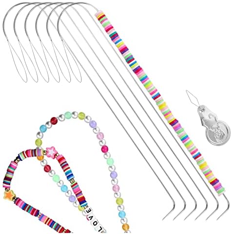 6 PCS Curved Beading Needles Set with Threader Cover