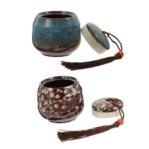 Healifty Latas de Cerámica para Velas Selladas Juego de 2 Piezas y Azul Recipientes para Hacer y Almacenar Velas Envases Multifuncionales para Dulces y Snacks Ideales para