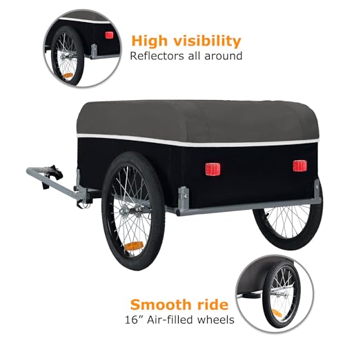 Tiggo Cargo II Fahrrad Lastenanhänger mit 130 Liter Volumen Klappbar Fahrradanhänger Transportanhänger (Grau)