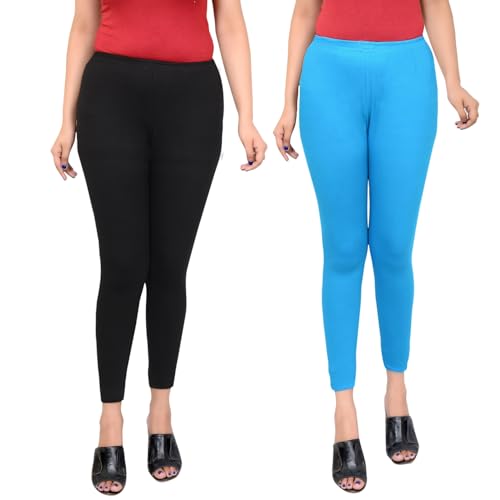Image of Women Ankle Length Leggings Combo Pack Stretchable Comfortable Slim Fit High Waist Leggings for Women Ankle Length Soft Fabric
