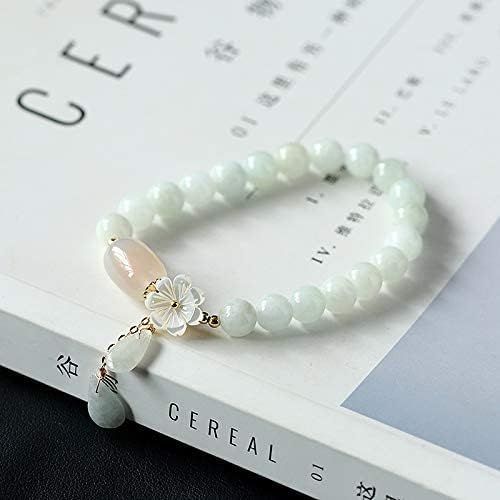 ASGIFT Jade Bracelet for Women Natural Crystal Beads Good Luck Bracelet Jade Stone Elastic Shell Flower Beaded Bracelets Jewelry for Mom Wife - Image 2