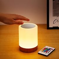Nixtrve LED Nachttischlampe & Tischlampe Kabellos mit Touch, Stilllicht & Nachtlicht Dimmbar mit 13 Farben, USB Aufladbar, Timer Funktion für Schlafzimmer, Kinderzimmer & Camping