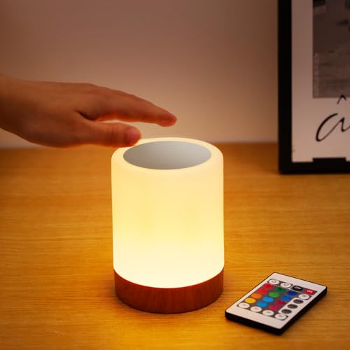 Nixtrve LED Nachttischlampe Touch Dimmbar, Kabellose Tischlampe mit 13 Farben & 3 Modi, USB Aufladbar, Nachtlicht mit Timer Funktion für Schlafzimmer, Kinderzimmer und Camping