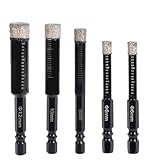 5 Pz Punte Diamantate, Punte Diamantate Brasate da 1/4 5/6 3/8 1/2 Pollice Seghe a Tazza con Gambo Esagonale da 1/4 Pollice per Piastrelle Ceramica Vetro Granito Marmo Muratura