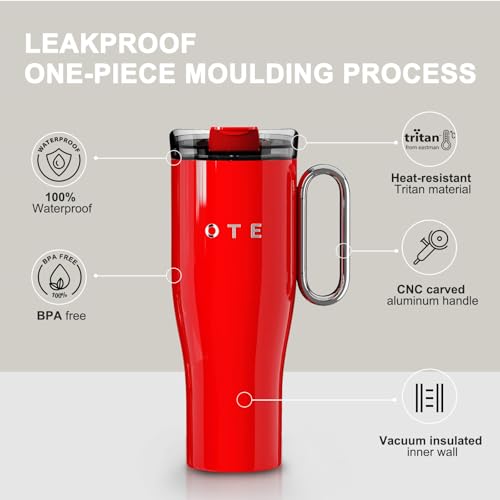 OTE 40oz Tumbler with Handle and Straw Lid, Double Walled Vacuum Insulation Stainless Steel Cup - Image 2