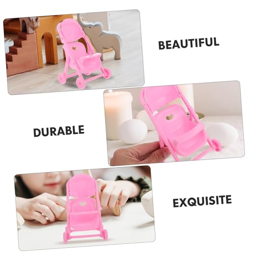 VICASKY 4 Stück Teiliges Mini Puppenwagen aus Kunststoff Realistische Buggy Spielzeuge für Rollenspiele Kindgerechtes Zubehör Kreativität und Fantasie Pinke Puppenwagen Modelle – Bild 5