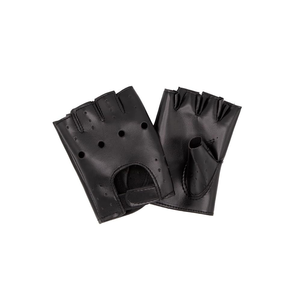 Wicked Costumes Faux Leather Fingerless Biker Gloves Fancy Dress Accessory