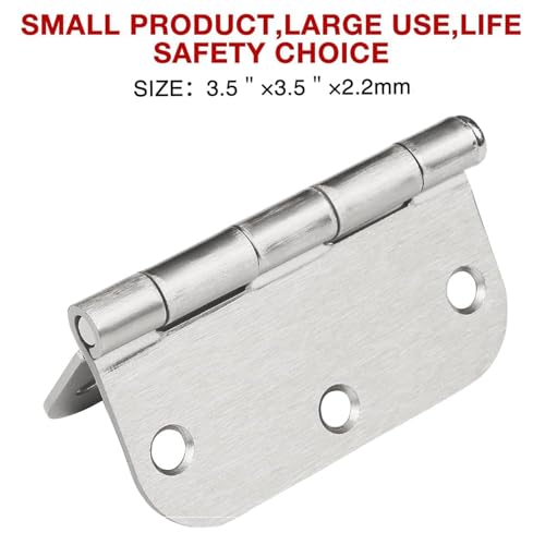 JIW 24 Pack Nickel Door Hinges Brushed Nickel 3 1/2 Interior Door Hinges Satin Nickel 3.5 Inch with 5/8” Radius Corners 3 ½"x 3 ½" Silver Hardware Controls by JIW - Image 6
