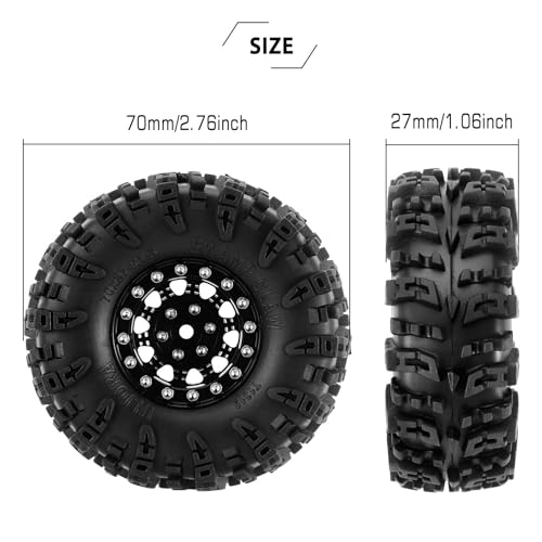 Image of INJORA 1.3 inch Aluminum Wheels and Swamp Claw Tires for 1 /18 1 /24 RC Upgrade