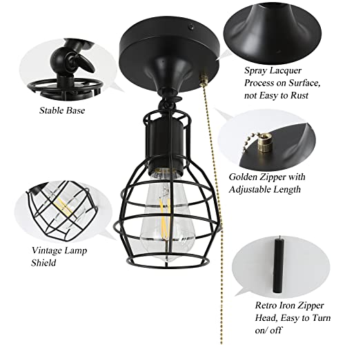 2-In-1 Ceiling Light & Wall Sconce With Adjustable Pull Chain , Industrial Ceiling Light For Hallway/Entryway/Bedroom/Farmhouse #TOP4