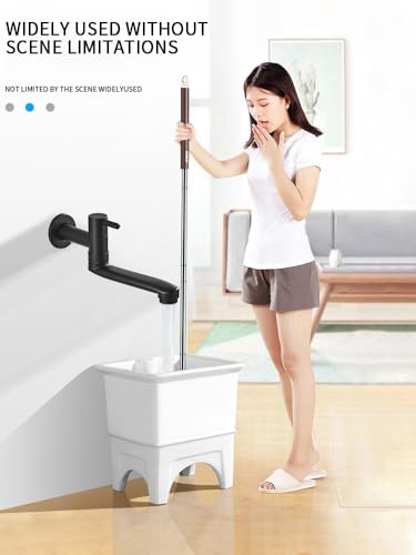 Robinet froid simple mural noir mat 36cm avec buse rotative 360 - 3