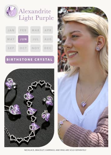 Leafael Infinity Love Heart Stud Earrings For Women, Silver Tone Fashion Statement Jewelry For Girls, Birthday Gifts For Daughter Mom Wife Her, June Birthstone Crystal, Alexandrite Light Purple #TOP3